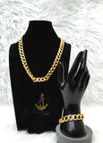 Italian Gold Replica Cuban Link Thick Chain & Bracelet Gold Plated Set |Chunky Gold Necklace | Luxury Statement Jewellery