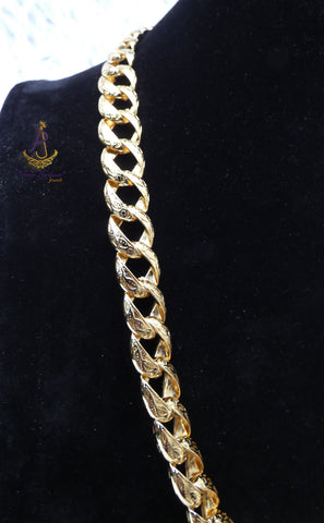 Italian Gold Replica Cuban Link Thick Chain & Bracelet Gold Plated Set |Chunky Gold Necklace | Luxury Statement Jewellery