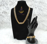 Italian Gold Replica Cuban Link Thick Chain & Bracelet Gold Plated Set |Chunky Gold Necklace | Luxury Statement Jewellery
