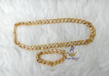 Italian Gold Replica Cuban Link Thick Chain & Bracelet Gold Plated Set |Chunky Gold Necklace | Luxury Statement Jewellery