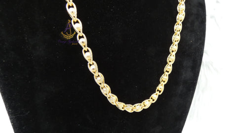 Italian Gold Replica Rope Inter Link Chain Necklace | Textured Elegant Gold Chain | Luxury Minimalist Jewellery | Unisex Statement Necklace