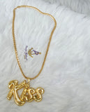 Kiss Pendant Twist Italian Gold Plated Unisex Necklace Elegant Jewellery for Men & Women | Gift