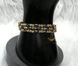 Small Black Beads with Gold Accessories Unisex Hand Bracelet – Adjustable Fashion Jewellery