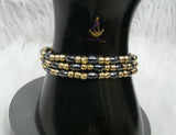 Small Black Beads with Gold Accessories Unisex Hand Bracelet – Adjustable Fashion Jewellery