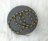 Small Black Beads with Gold Accessories Unisex Hand Bracelet – Adjustable Fashion Jewellery
