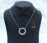 PrestigeApplause Silver Crystal Circle Pendant Necklace – Elegant Rhinestone Statement Jewelry