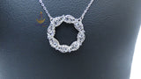 PrestigeApplause Silver Crystal Circle Pendant Necklace – Elegant Rhinestone Statement Jewelry