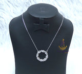 PrestigeApplause Silver Crystal Circle Pendant Necklace – Elegant Rhinestone Statement Jewelry