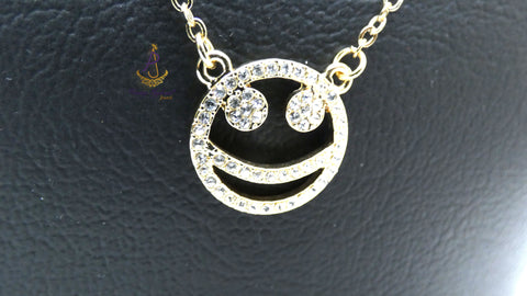 Popular Smiley Face Crystal Necklace – Cute Minimalist Emoji Pendant Chain for Women | PrestigeApplause