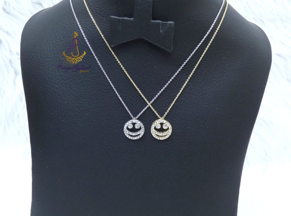 Popular Smiley Face Crystal Necklace – Cute Minimalist Emoji Pendant Chain for Women | PrestigeApplause