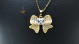 Luxury Bow Necklace & Earrings Set – Gold Crystal Ribbon Jewellery Set