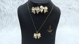 Luxury Bow Necklace & Earrings Set – Gold Crystal Ribbon Jewellery Set