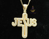 Jesus Cross Necklace | Iced Out Christian Pendant | Gold Faith Necklace | Religious Jewellery Gift for Men & Women