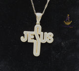Jesus Cross Necklace | Iced Out Christian Pendant | Gold Faith Necklace | Religious Jewellery Gift for Men & Women