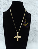 Jesus Cross Necklace | Iced Out Christian Pendant | Gold Faith Necklace | Religious Jewellery Gift for Men & Women