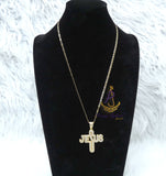 Jesus Cross Necklace | Iced Out Christian Pendant | Gold Faith Necklace | Religious Jewellery Gift for Men & Women
