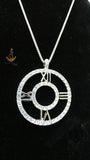 Roman Numeral Crystal Necklace | Silver Circle Pendant Necklace | Elegant Women Jewellery | Luxury Rhinestone Necklace