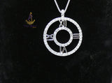 Roman Numeral Crystal Necklace | Silver Circle Pendant Necklace | Elegant Women Jewellery | Luxury Rhinestone Necklace