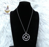 Roman Numeral Crystal Necklace | Silver Circle Pendant Necklace | Elegant Women Jewellery | Luxury Rhinestone Necklace