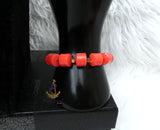 PrestigeApplause Igbo Edo Elephant-Tusk Orange Coral Groom men African Necklace Bracelet Beads Jewellery Set - Male Traditional Nigerian