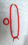 PrestigeApplause Igbo Edo Elephant-Tusk Orange Coral Groom men African Necklace Bracelet Beads Jewellery Set - Male Traditional Nigerian