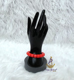 PrestigeApplause Igbo Edo Elephant-Tusk Orange Coral Groom men African Necklace Bracelet Beads Jewellery Set - Male Traditional Nigerian