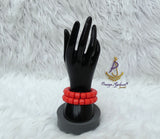 PrestigeApplause Igbo Edo Elephant-Tusk Orange Coral Groom men African Necklace Bracelet Beads Jewellery Set - Male Traditional Nigerian