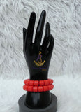 PrestigeApplause Igbo Edo Elephant-Tusk Orange Coral Groom men African Necklace Bracelet Beads Jewellery Set - Male Traditional Nigerian