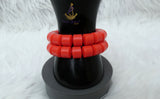 PrestigeApplause Igbo Edo Elephant-Tusk Orange Coral Groom men African Necklace Bracelet Beads Jewellery Set - Male Traditional Nigerian