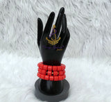 PrestigeApplause Igbo Edo Elephant-Tusk Orange Coral Groom men African Necklace Bracelet Beads Jewellery Set - Male Traditional Nigerian