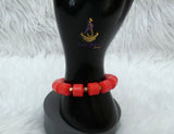 PrestigeApplause Igbo Edo Elephant-Tusk Orange Coral Groom men African Necklace Bracelet Beads Jewellery Set - Male Traditional Nigerian