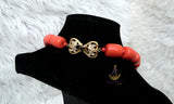 Orange White Igbo Delta Edo Elephant Tusk Red Coral Groom men African Beads Jewellery Set