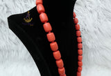 Orange White Igbo Delta Edo Elephant Tusk Red Coral Groom men African Beads Jewellery Set