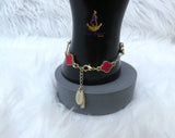 Red Clover Gold Bracelet |  Four Leaf Clover Bracelet | Adjustable Lucky Charm Bracelet | Stainless Steel Bracelet | Gift for Her