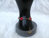 Red Clover Gold Bracelet |  Four Leaf Clover Bracelet | Adjustable Lucky Charm Bracelet | Stainless Steel Bracelet | Gift for Her