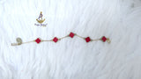 Red Clover Gold Bracelet |  Four Leaf Clover Bracelet | Adjustable Lucky Charm Bracelet | Stainless Steel Bracelet | Gift for Her