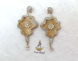 Cubic Zirconia 3D Silver Gold Mixed Cocktail Party Wedding Bridal Earring Jewellery
