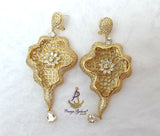 Cubic Zirconia 3D Silver Gold Mixed Cocktail Party Wedding Bridal Earring Jewellery