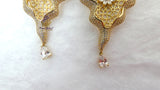 Cubic Zirconia 3D Silver Gold Mixed Cocktail Party Wedding Bridal Earring Jewellery