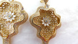 Cubic Zirconia 3D Silver Gold Mixed Cocktail Party Wedding Bridal Earring Jewellery