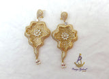 Cubic Zirconia 3D Silver Gold Mixed Cocktail Party Wedding Bridal Earring Jewellery