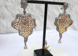 Cubic Zirconia 3D Silver Gold Mixed Cocktail Party Wedding Bridal Earring Jewellery