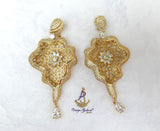 Cubic Zirconia 3D Silver Gold Mixed Cocktail Party Wedding Bridal Earring Jewellery