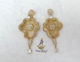 Cubic Zirconia 3D Silver Gold Mixed Cocktail Party Wedding Bridal Earring Jewellery
