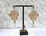 Cubic Zirconia 3D Silver Gold Mixed Cocktail Party Wedding Bridal Earring Jewellery