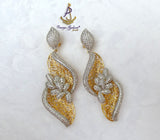 Cubic Zirconia Swivel 3D Silver Gold Mixed Cocktail Party Wedding Bridal Earring Jewellery