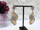 Cubic Zirconia Swivel 3D Silver Gold Mixed Cocktail Party Wedding Bridal Earring Jewellery