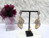Cubic Zirconia Swivel 3D Silver Gold Mixed Cocktail Party Wedding Bridal Earring Jewellery