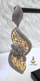 Cubic Zirconia Swivel 3D Silver Gold Mixed Cocktail Party Wedding Bridal Earring Jewellery