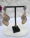 Cubic Zirconia Swivel 3D Silver Gold Mixed Cocktail Party Wedding Bridal Earring Jewellery